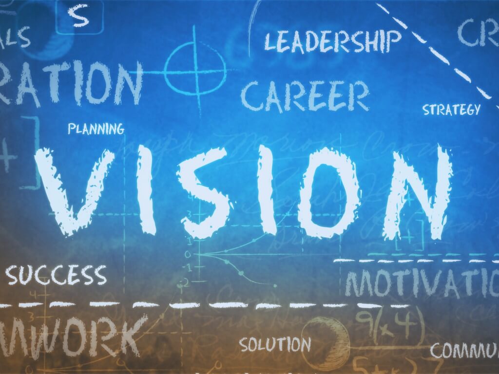 tackling the talent challenge, the word vision surrounded by words about leadership and motivation
